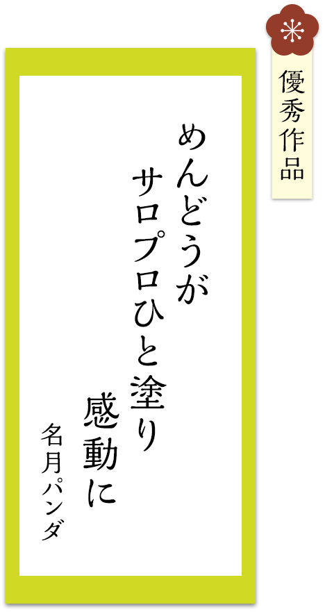 めんどうが　サロプロひと塗り　感動に