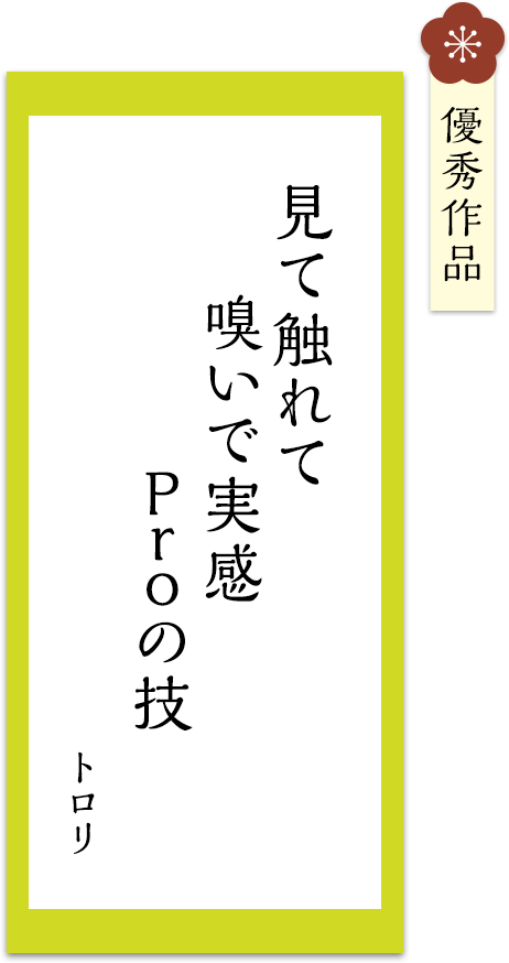 見て触れて　嗅いで実感　Proの技